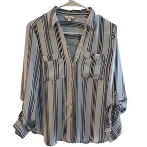 Candies Striped Button-Up Blouse  SZ S